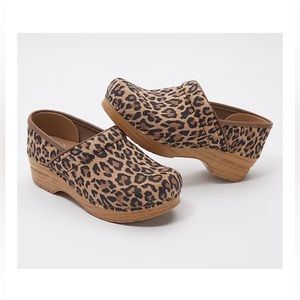 Dansko Leopard Print Leather Professional Clogs